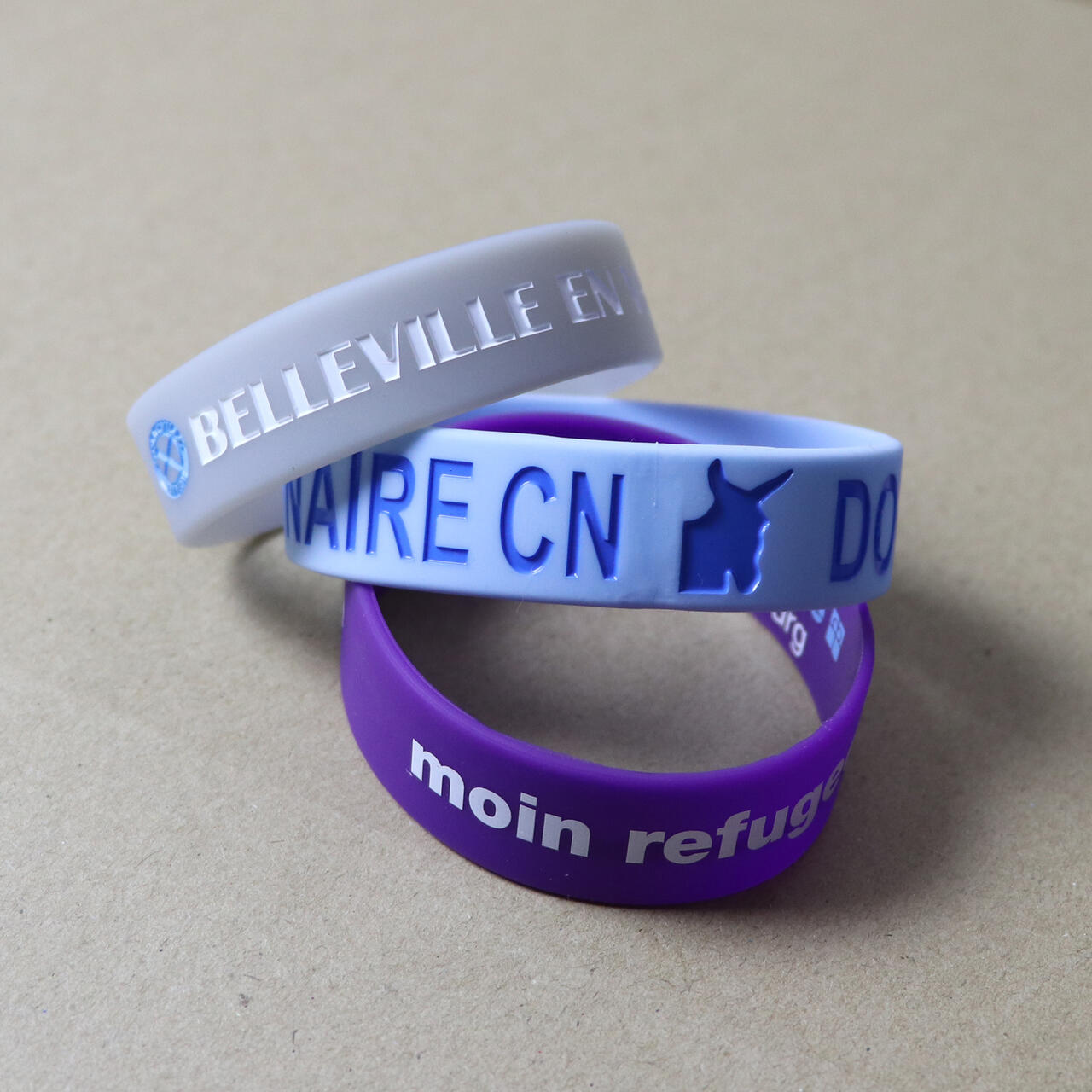 Custom silicone wristbands 19mm — wide bracelets with generous logo space