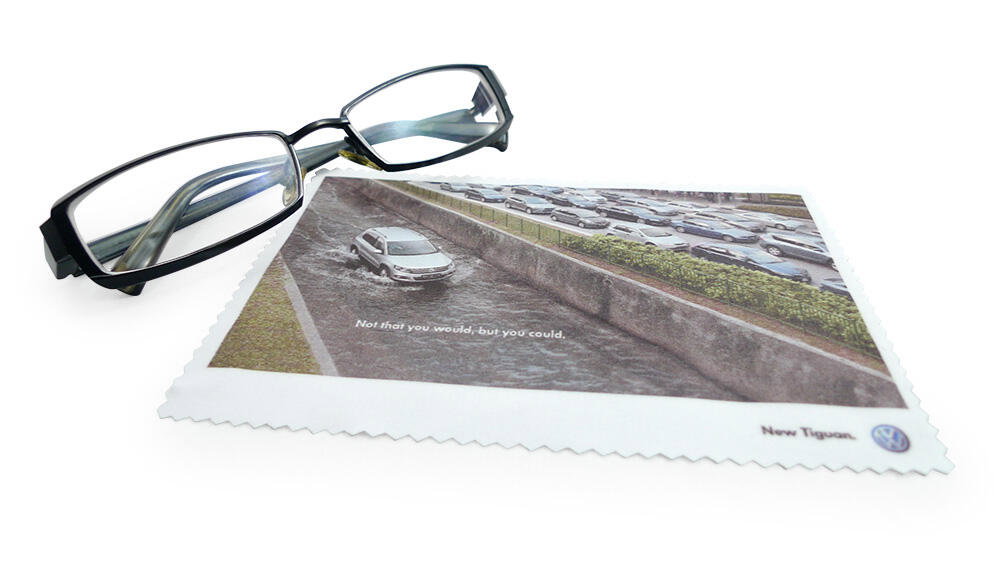Large microfiber TV cleaning cloth with custom print image